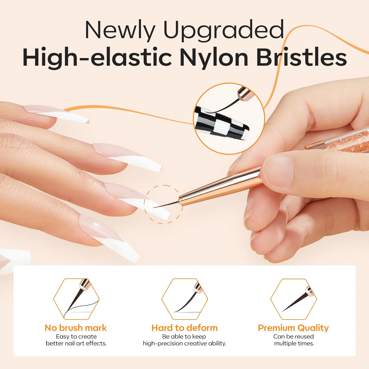 4Pcs Double-Ended Nail Art Liner Brush 7/11/15/20mm - Image 5