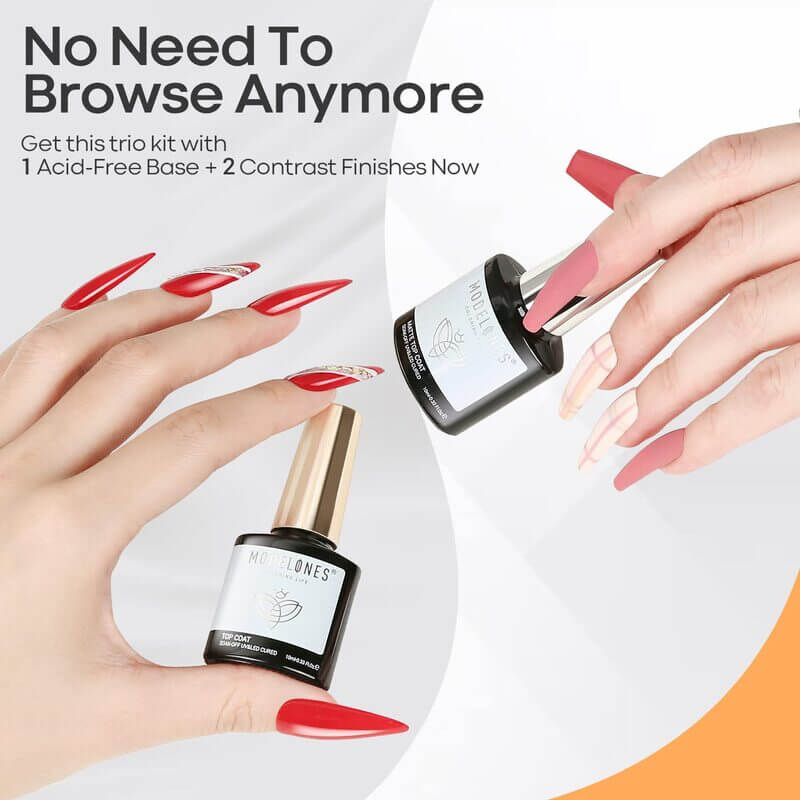 Matte & Shine Top Coat With Base Gel Trio - Image 6
